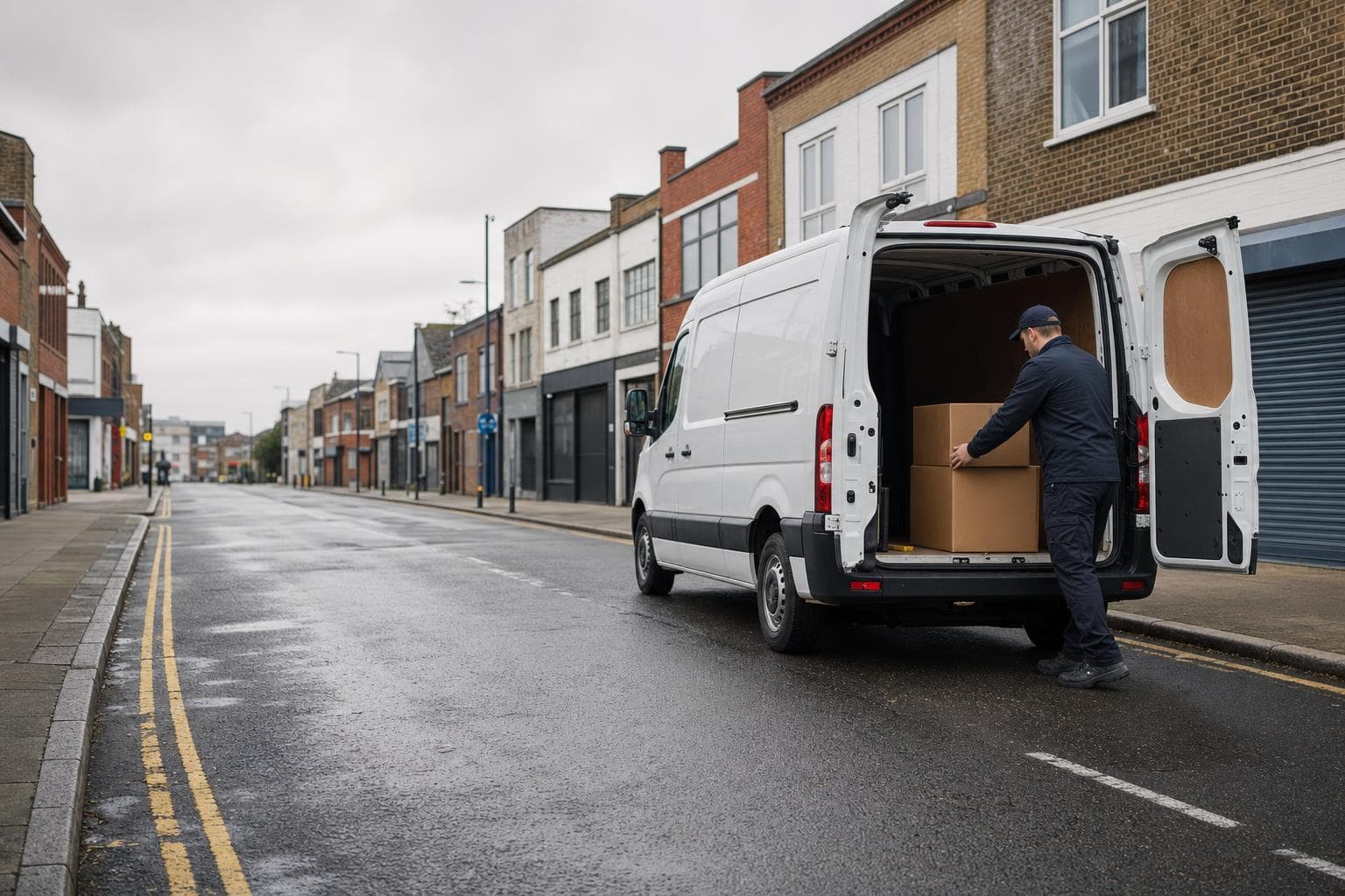 Unbranded courier vehicle ready to leave Crofton with education materials, client files and online orders secured for direct transport