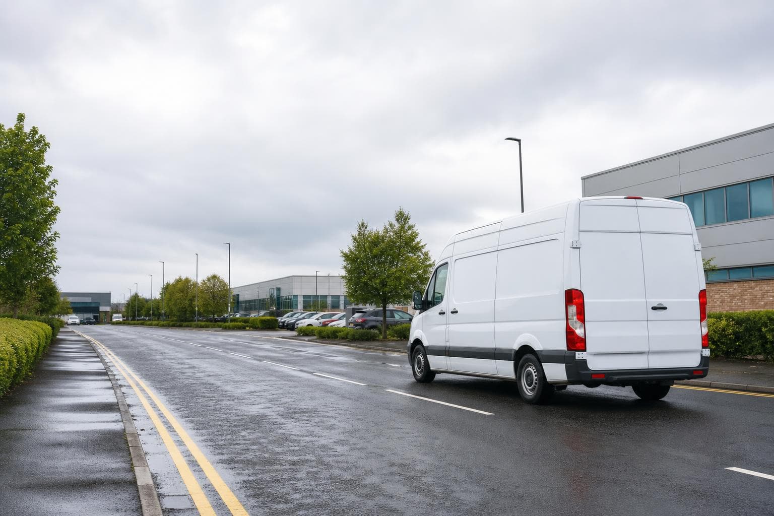 Unbranded courier vehicle ready to leave Hayes with accountancy files, retail goods and customer packages secured for direct transport