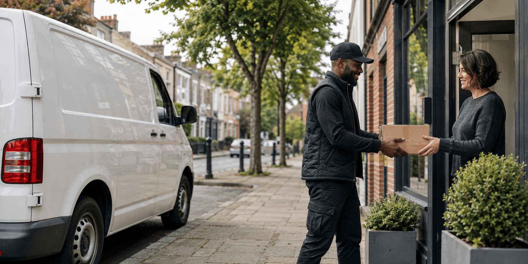 Unbranded courier vehicle ready to leave Penge with retail orders, creative samples and confidential documents secured for direct transport
