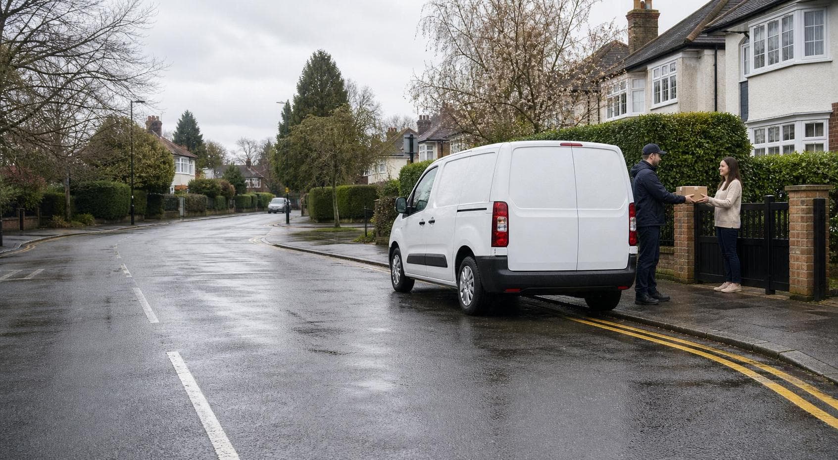 Unbranded courier vehicle ready to leave Petts Wood with legal papers, medical items and compact parcels secured for direct transport