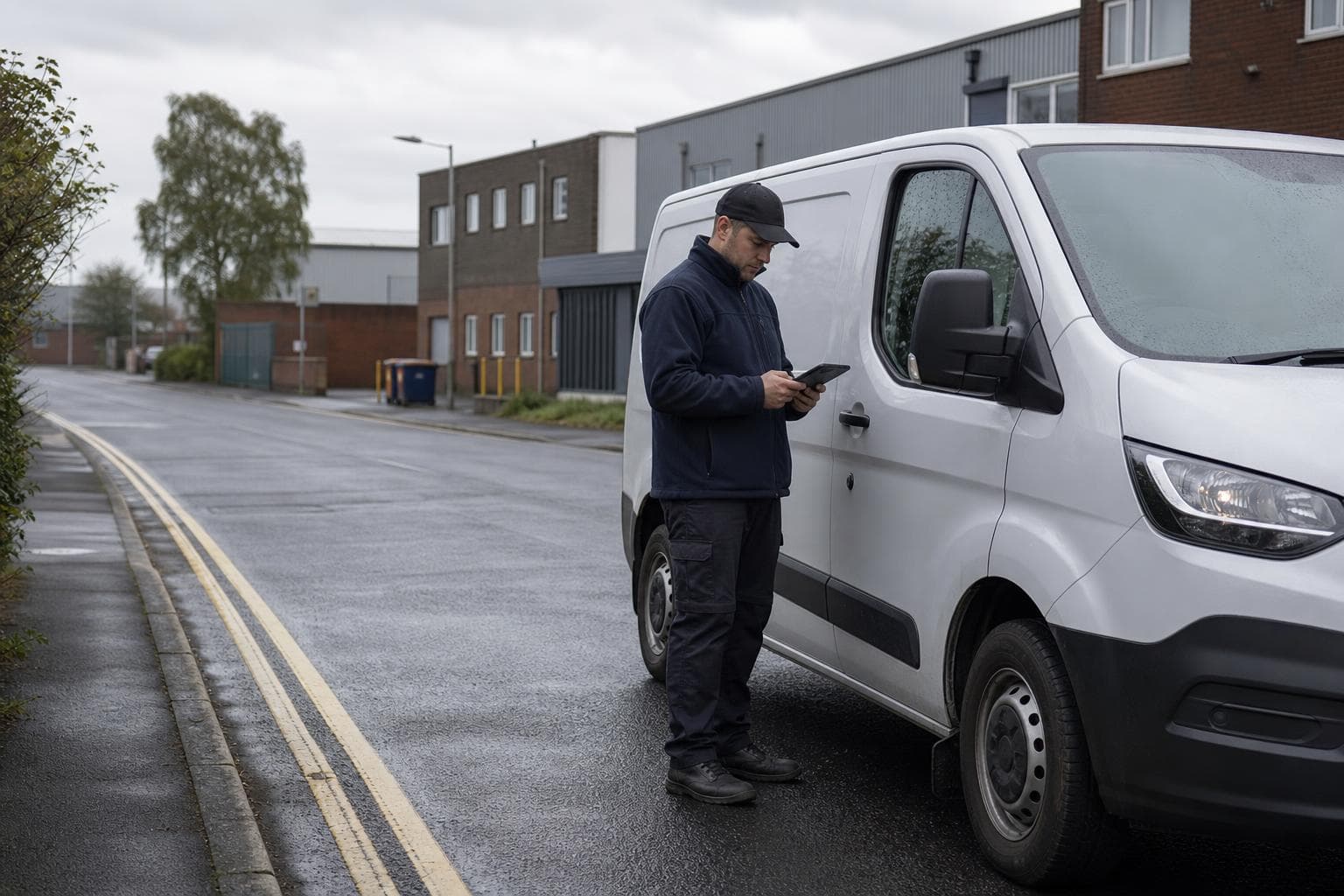 Unbranded courier vehicle ready to leave Sidcup with engineering parts, boxed supplies and time-critical files secured for direct transport